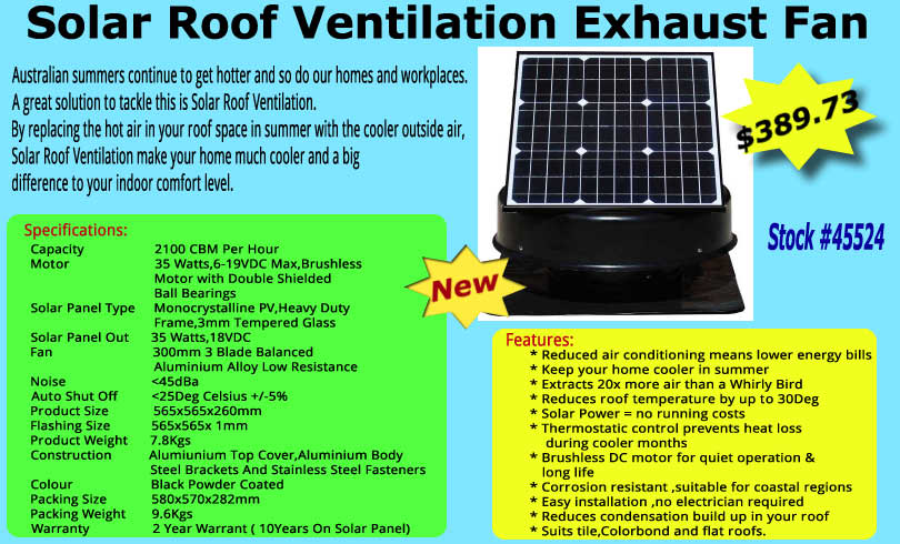 Solar Roof Ventilation Exhaust Fan